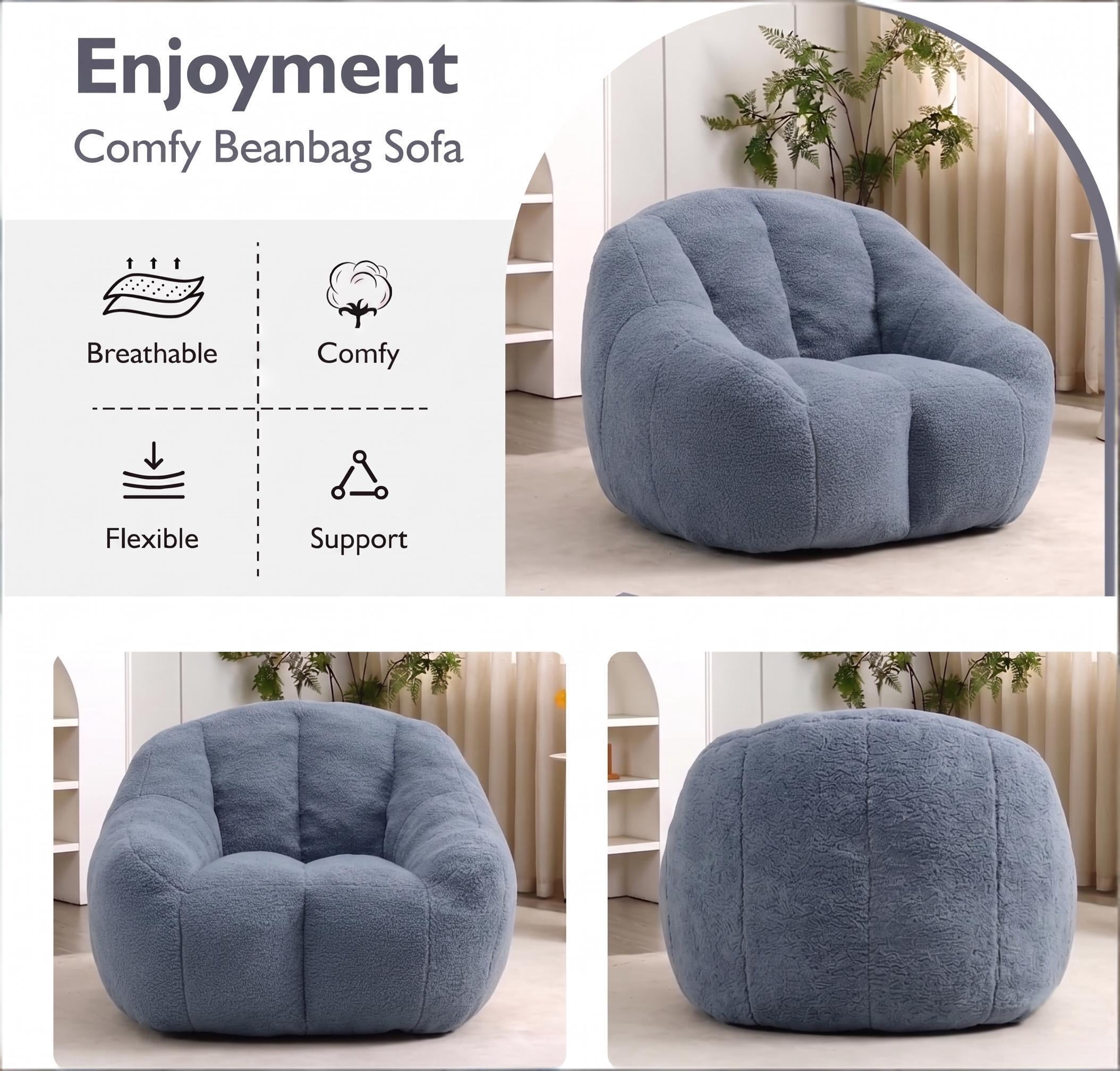 Howcool Bean Bag Chair with Filler, Memory Foam Tufted Fluffy Lazy Sofa for Living Room Dorm Apartment