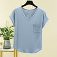 thumbnail image 2 of ZyeKqe Pajamas Tops for Women Short Sleeve Shirts Casual V Neck Sleep Top Soft Comfy Sleepwear Loungewear, 2 of 8