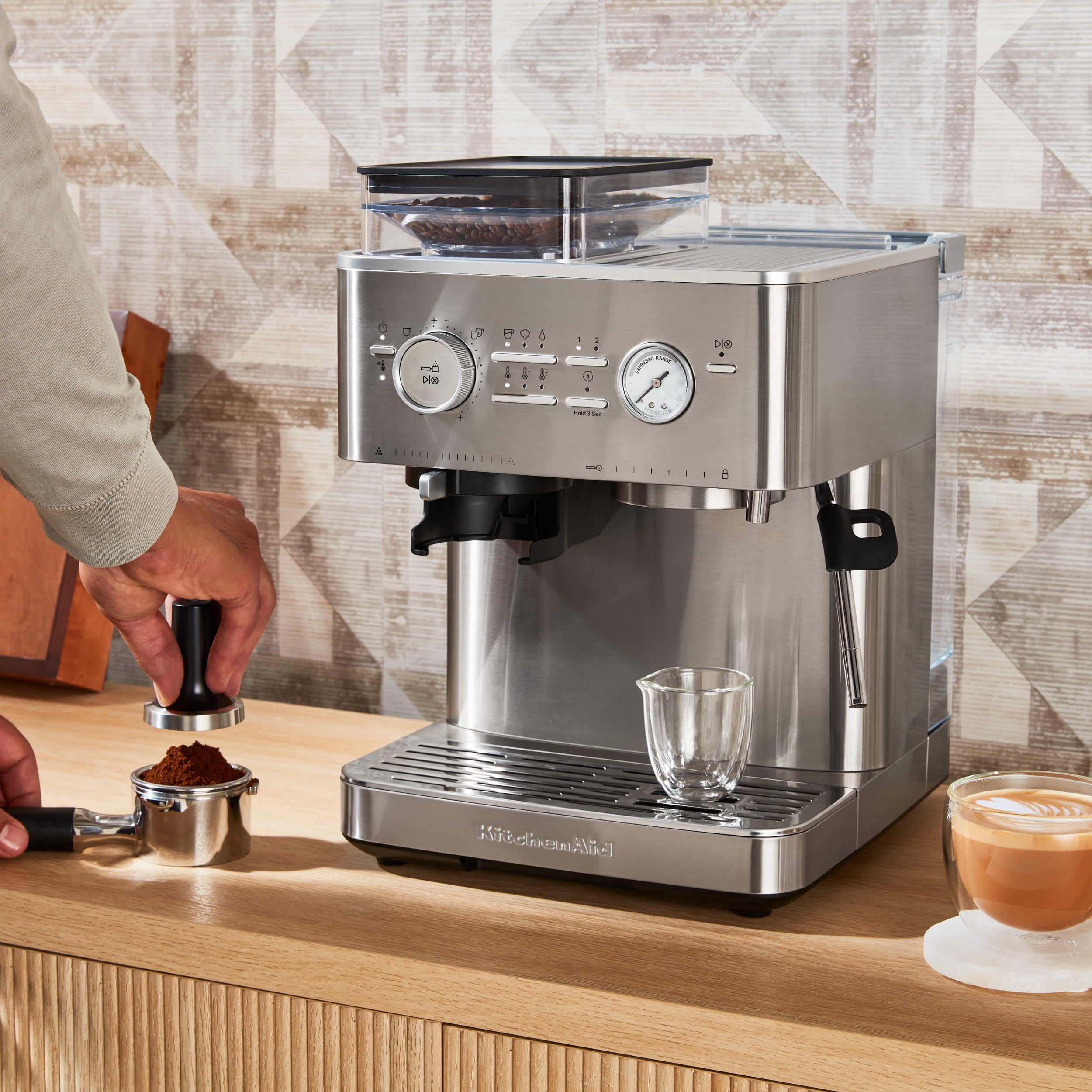 KitchenAid Semi-Automatic Espresso Machine with Burr Grinder | Brushed Stainless Steel