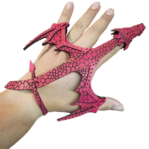 Hotpom 3D Printed Adjustable Multicolors Leather Hand Dragon Bracelet for Medieval Fantasy Cosplay, Halloween & Costume Parties Unisex Fashion Accessory