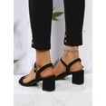 thumbnail image 4 of Women's Ankle Strap Sandals, Faux Suede Chunky Heeled Footwear, 4 of 12