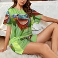 thumbnail image 4 of Balery Flying Frog On Branch Conjunto de Pijama para Mujer con Estampado, Dos Piezas de Manga Corta y Shorts, Ropa de Dormir Suave con Cuello Redondo y Bolsillos-Medium, 4 of 6
