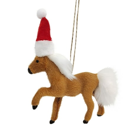 

Christmas Decorations Clearance RUZIYOOG New Christmas Horse Simulation Pendant Manual Plush Toy Mall Decorations Hanging Brown