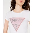 thumbnail image 3 of Guess Women's Crewneck Glitter Graphic T-Shirt White Size X-Large, 3 of 3