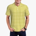 thumbnail image 3 of Balery Yellow Checkboard Printed Men’s Short Sleeve Polo Shirt, Midweight Men's Shirt,Golf Polo shirts -Small, 3 of 9