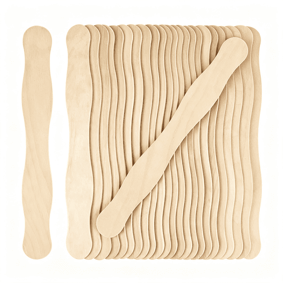 XIBUFE Wooden Jumbo Craft Sticks, 8 Inch, 25 Pcs, Wood Fan Handles for Wedding Programs, Paint Mixing, Home Art Projects, Classroom Supplies 8 Inch Jumbo Craft Sticks