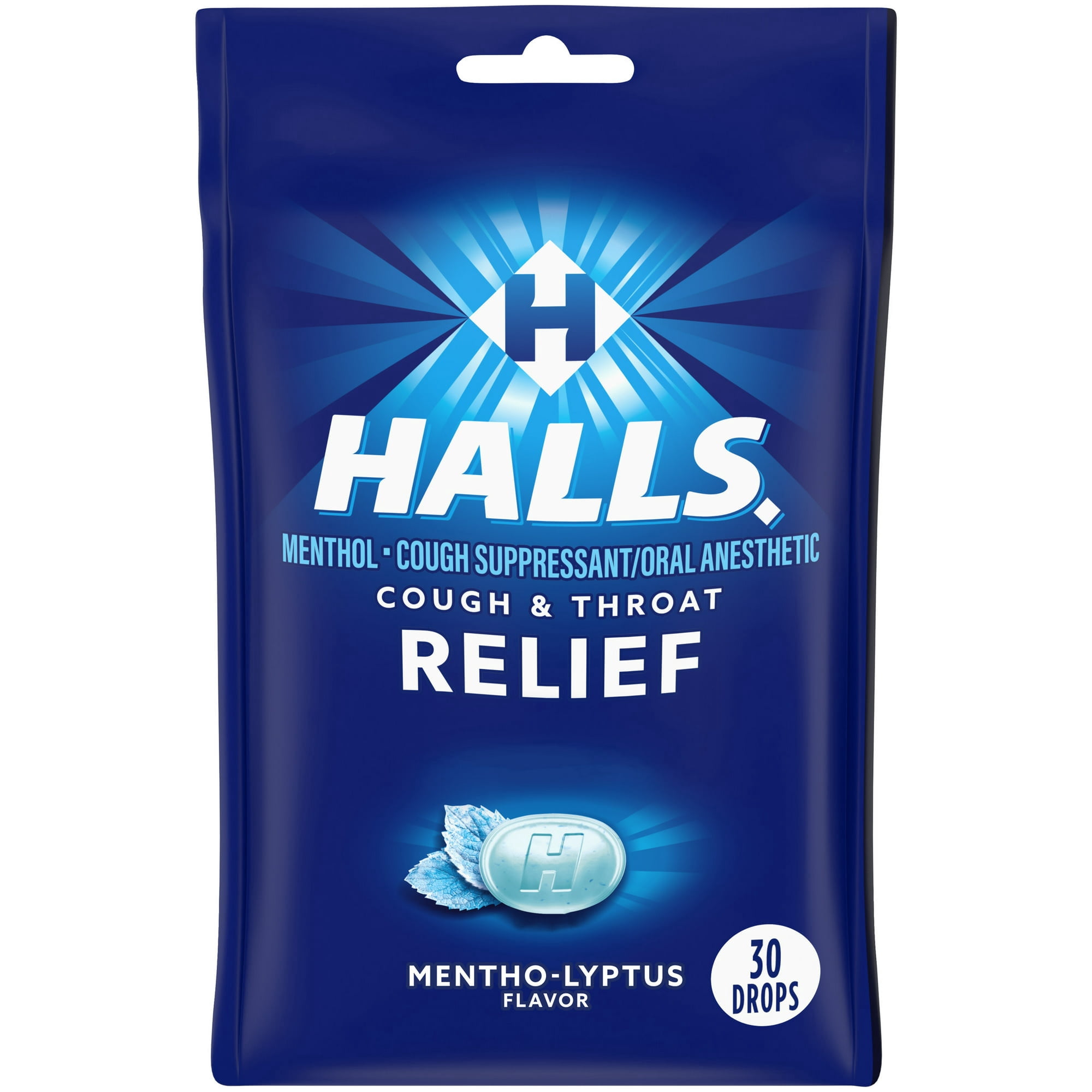 Halls Drops, Menthol-Lyptus 30 Count, Pack of 3