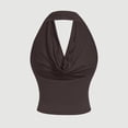 thumbnail image 4 of Women Halter Top Sexy Backless Tank Tops Cowl Neck Summer Going Out Outfits Cami Tops (L,Coffee), 4 of 7