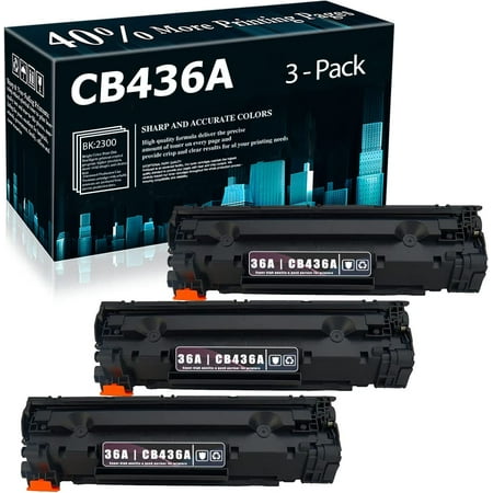 Compatible 36A | CB436A Toner Cartridge Replacement for HP P1006 P1005 Pro P1102w P1102 P1109w M1132 Printer [Black 3-Pack] What Item Will You Order? Listed Product (3 Pack) 36A | CB436A Toner Cartridge (40% More Pages Yield) What Will You Get In The Package? Package Content 3-Pack 36A | CB436A Toner Cartridge What Printer Models Does This 36A | CB436A Toner Cartridge Work With? Use With Following Printers Pro M1212nf MFP Printer(CE841A) Pro M1217nfw MFP Printer(CE844A) Pro M1214nfh MFP Printer(CE842A) pro m1216nfh MFP Printer(CE843A) Pro M1213nf MFP Printer(CE845A) Pro M1219nf MFP Printer(CE846A) Pro P1102w Printer(CE658A) Pro P1102 Printer Pro P1109w Printer(CE662A) P1005 Printer(CB410A) P1006 Printer(CB411A) Pro M1132 Printer What Printing Quality Will You Get? Use spherical toner with low melting-point  creating high-quality printouts  printing results last for years without fading excellent for hospitals  schools  government  trading companies  finance companies and more scenarios. What Warranty Will You Get From Us? Easy-to-Contact-Us for Warranty If Item defective  guaranteed money back; reach us via: 1. “Order List” -> Click “Contact Seller”. 2. Click the store name link under “Add to Cart”-> Click ‘Ask a question’.