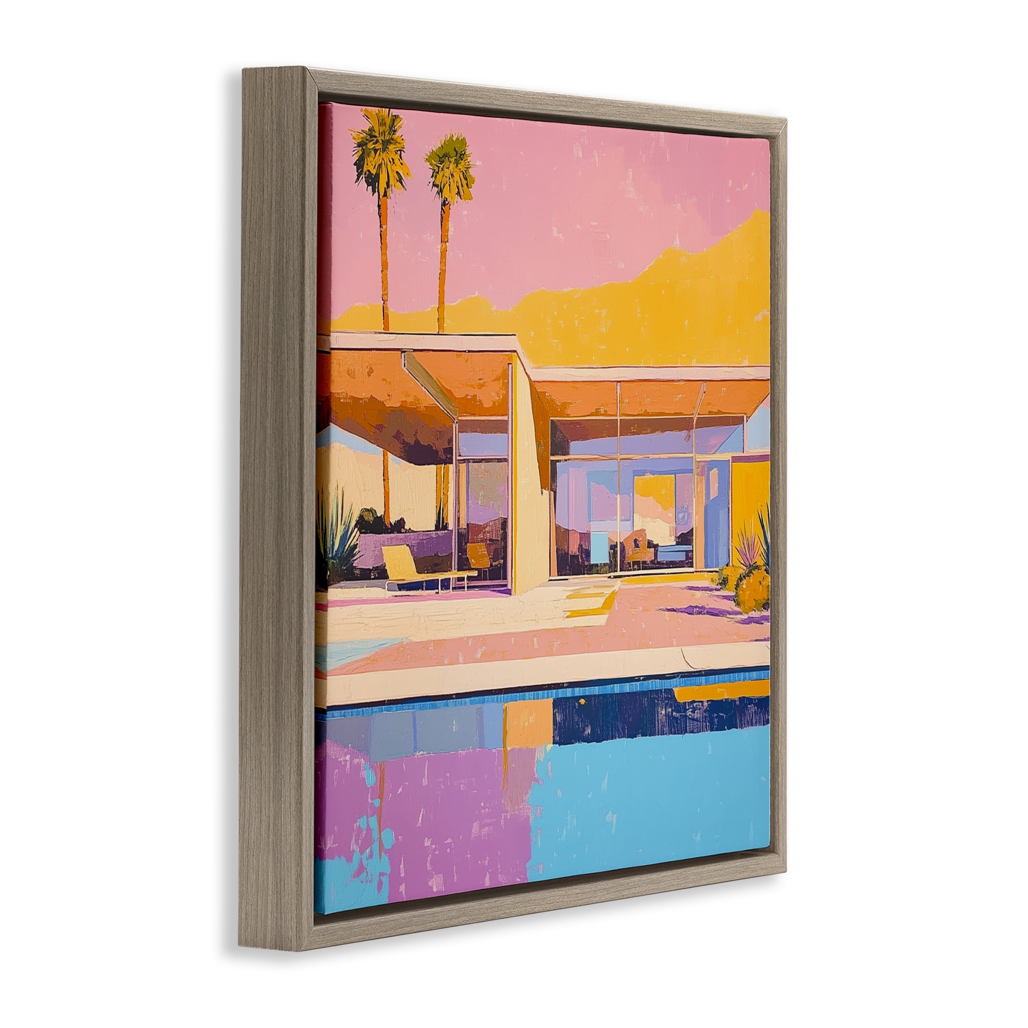 Stupell Industries Vivid Villa at Sunset Brown Framed Floater Canvas Wall Art, design by Walker Noble