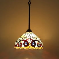 Tiffany Mini Pendant Light Victorian Rustic Style Stained Glass Hanging Lamp