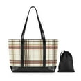 thumbnail image 7 of FORMRS Canvas Laptop Tote Bag for Women with 15.6" Computer Compartments Shoulder Handbag, Cream Plaid, 7 of 7
