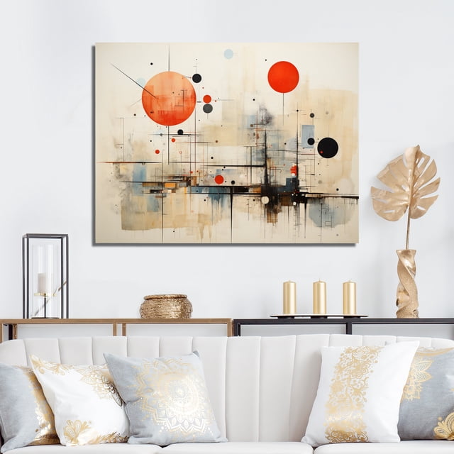 Designart Abstract Midcentury Wall art decor, Midcentury wall art, Midcentury Montage Colorful Mid Century , Multi-Color Large Mid-Century Modern Canvas wall art, 20x12 inches