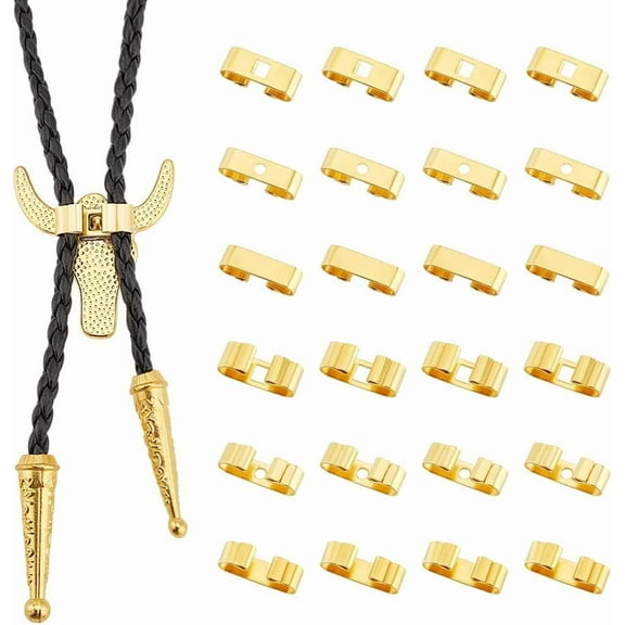 120pcs 3 Styles Bolo Tie Kit Bolo Tie Slide Clasps Brass Bolo Tie Findings Bolo Tie Making Supplies Bolo Cap Replacement Accessories Slider Clasps for Jewelry Making Golden 0.65"