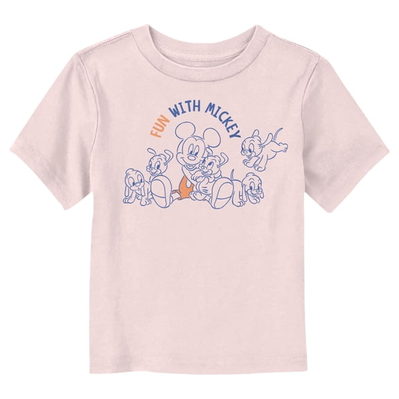 Toddler's Mickey & Friends Puppies Fun Time  Graphic Tee Light Pink 2T