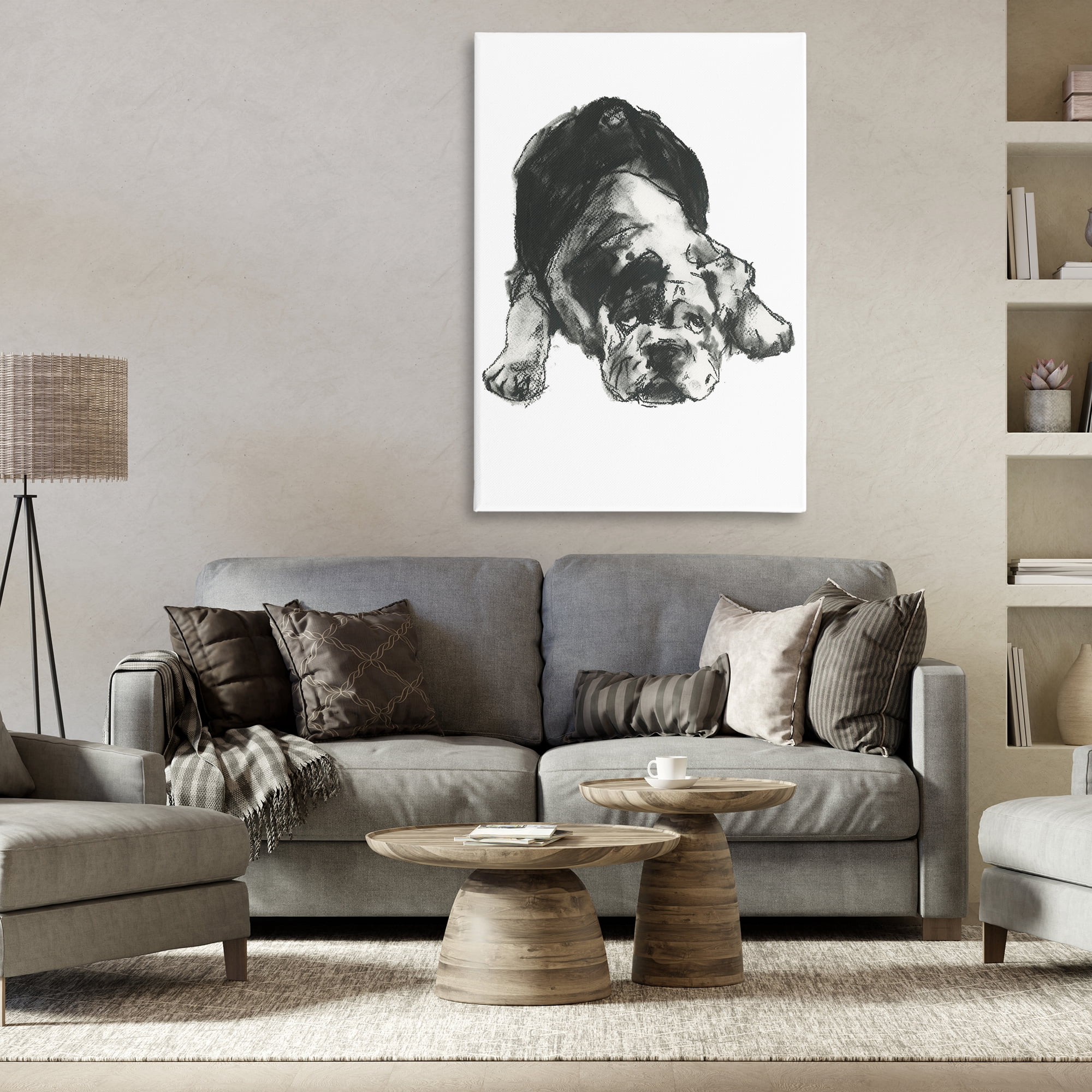 Stupell Industries Bulldog Drawing Portrait Animals & Insects Drawing Gallery Wrapped Canvas Art Print Wall Art, 30 x 45