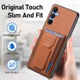 thumbnail image 6 of Dteck Case for Samsung Galaxy A24 4G,Shockproof Carbon Fibre Pattern Leather Case Card Slots Wallet Folding Bracket Stand Cover for Galaxy A24 4G,Brown, 6 of 7