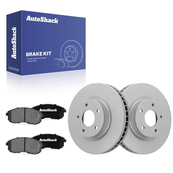 AutoShack Front Vented Coated Brake Rotors   Ceramic Pads 6-PC Brake Kit Replacement for 2007-2012 Nissan Sentra ArmorStop 11.65" (295.8 mm)