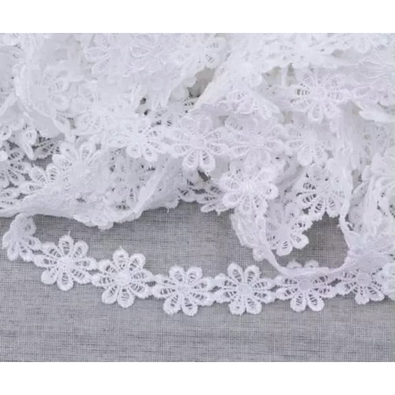 U8MO 1Yards 25mm Lace Flower Ribbon Sewing Trim lot Appliques Sew Supplies-White