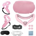 thumbnail image 5 of Accessories For Oculus Quest 2, [2023 Upgraded] VR Silicone face Cover, Quest 2 Touch Controller Grip Cover, Protective Lens Cover, Disposable Eye Cover, Thumb Button Cap, Pink, 5 of 6