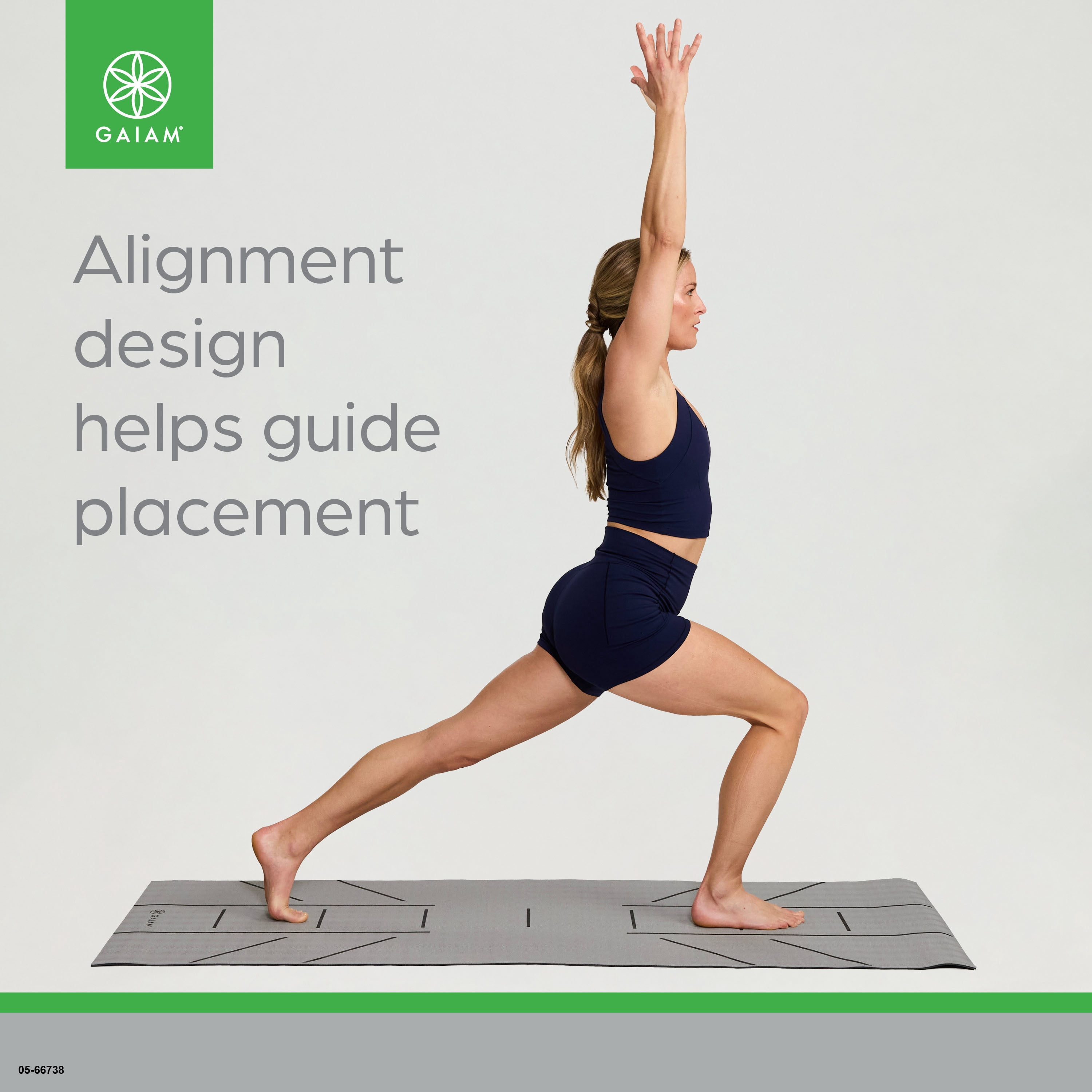 Gaiam Ultra-Sticky Alignment Yoga Mat, Granite, 6mm Thickness, Made from PVC