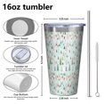 thumbnail image 4 of 16oz Tumblers Light Blue Christmas Tree Pattern Stainless Steel Vacuum Insulated Double Wall Travel Tumbler Cups Mug with Lid and Straw,Cleaning Brush for Coffee,Tea, 4 of 4