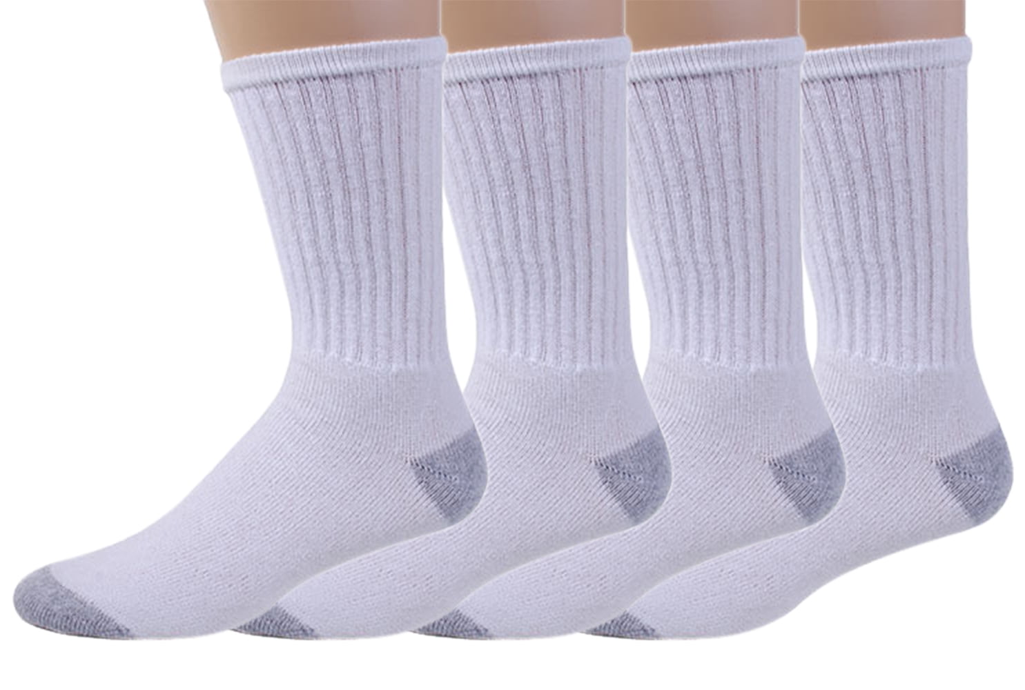 9-11 10-13 Athletic Crew Cotton Gray Heel & Toe Socks Gym Mens Women Unisex