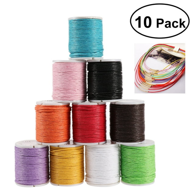 CIMAXIC 10pcs 10M 1MM Waxed Cotton Cords Strings Ropes for DIY Necklace Bracelet Craft Making (Random Color),1.57"X1.57"X0.79"