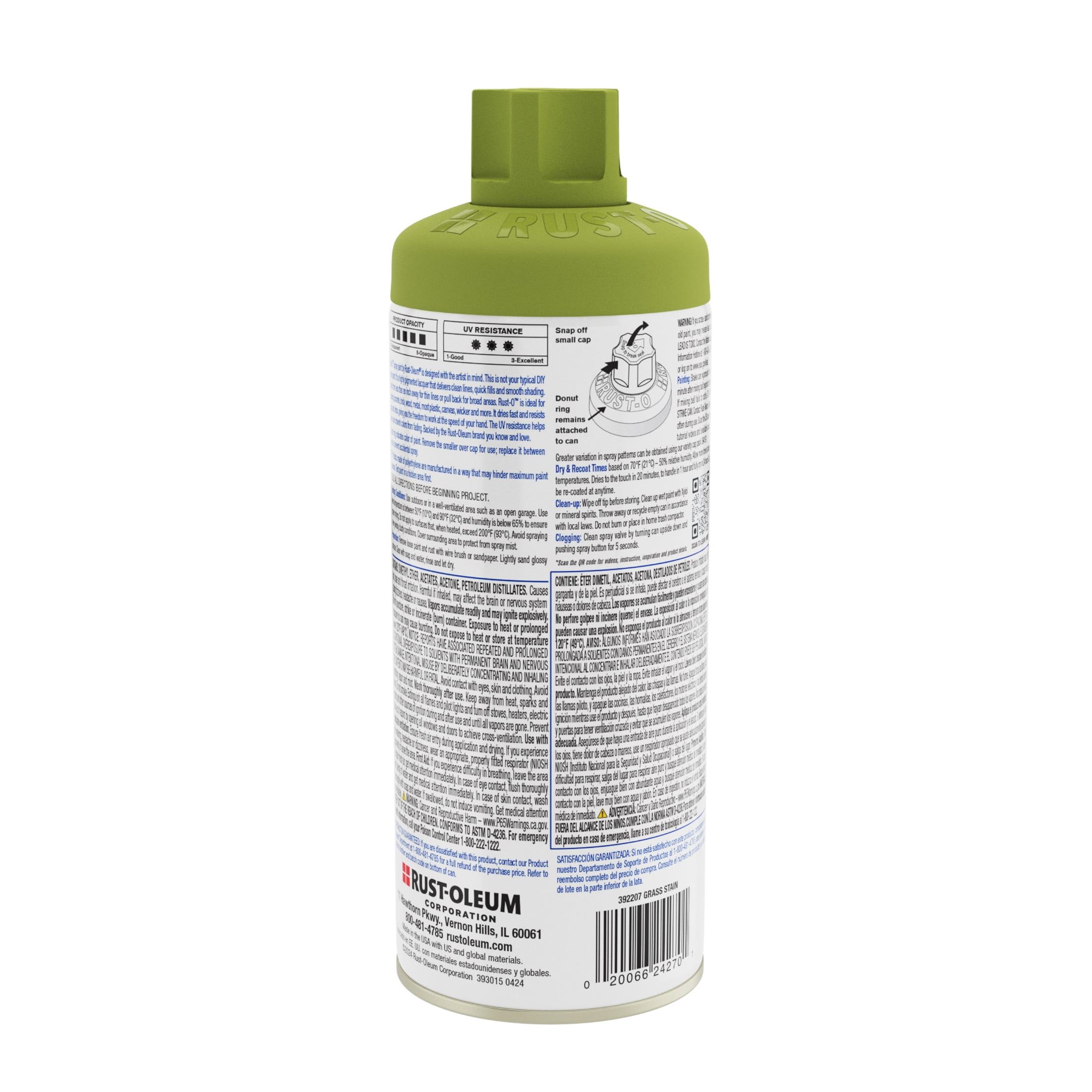 6 Pack, Grass Stain, Rust-Oleum Rust-O Acrylic Matte Spray Paint-392207, 11 oz