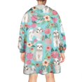thumbnail image 2 of Bichon Dog Blue Florals Wearable Oversized Blanket,Wearable Blanket Hoodie for Adults,Cozy Hooded Blankets with Super Pockets,Super Warm Fuzzy Pullover for Women & Men, 2 of 6