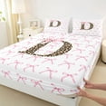 thumbnail image 3 of Castle Fairy Boys Girls Letter Monogrammed D Twin Sheet Sets 3pcs,Kawaii Pink Bow Twin Fitted Sheet Microfiber,Animal Leopard Print Breathable Flat Sheet,Breathable Home Decor, 3 of 7