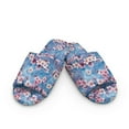 thumbnail image 2 of COEQINE Plum Blossom Blue Womens Slip On Slippers Cozy Fluffy Slides Soft Indoor Sandals Cute House Shoes Open Toe Bedroom Slippers Quiet Slip On Footwear for Her Ladies, 46-47, 2 of 7