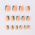 thumbnail image 4 of Stbisen Uñas postizas adhesivas Green French Tips con borde dorado, 30 piezas, 4 of 7