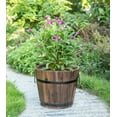 thumbnail image 2 of Small Wooden Whiskey Barrel Planter, 12" Dia 10" High, 2 of 11