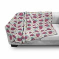 thumbnail image 2 of Strawberry Soft Flannel Fleece Throw Blanket, Pattern of Doodle Zigzags Circles and Fruits, Cozy Plush for Indoor and Outdoor Use, 50" x 60", Pink Seafoam White, by Ambesonne, 2 of 5