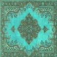thumbnail image 1 of Ahgly Company Machine Washable Indoor Square Persian Turquoise Blue Traditional Area Rugs, 3' Square, 1 of 4