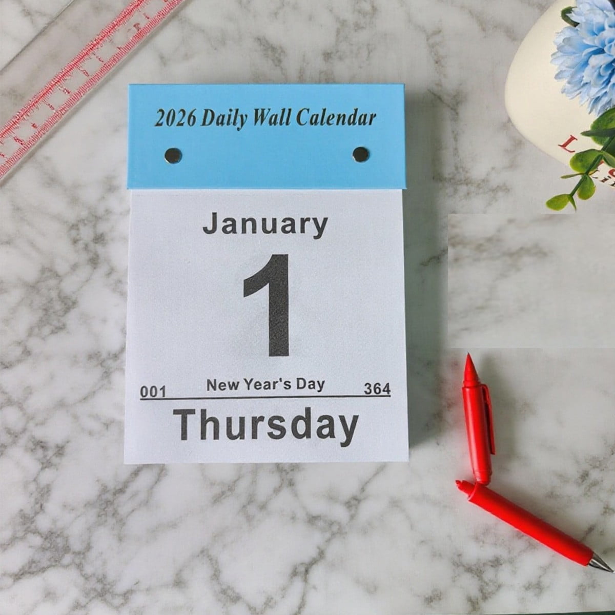 Nkmbld Wall Calendar 2026 Tearable Calendar 365 Days One Sheet A Day Hanging Calendar, Seasonal Wall Calendar 2026 for Home, Office, Teacher Supplies
