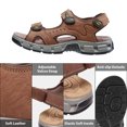 thumbnail image 6 of OutPro Men's Leather Sandals Hiking Outdoor Water Beach Sports Mens Sandals Fishermen for Summer Open Toe Adjustable Straps Dark Brown, 6 of 8