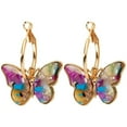 thumbnail image 1 of Hoop Dangle Earrings Butterfly  Vintage Huggie Hoop Earrings Pierced Earrings, 1 of 4