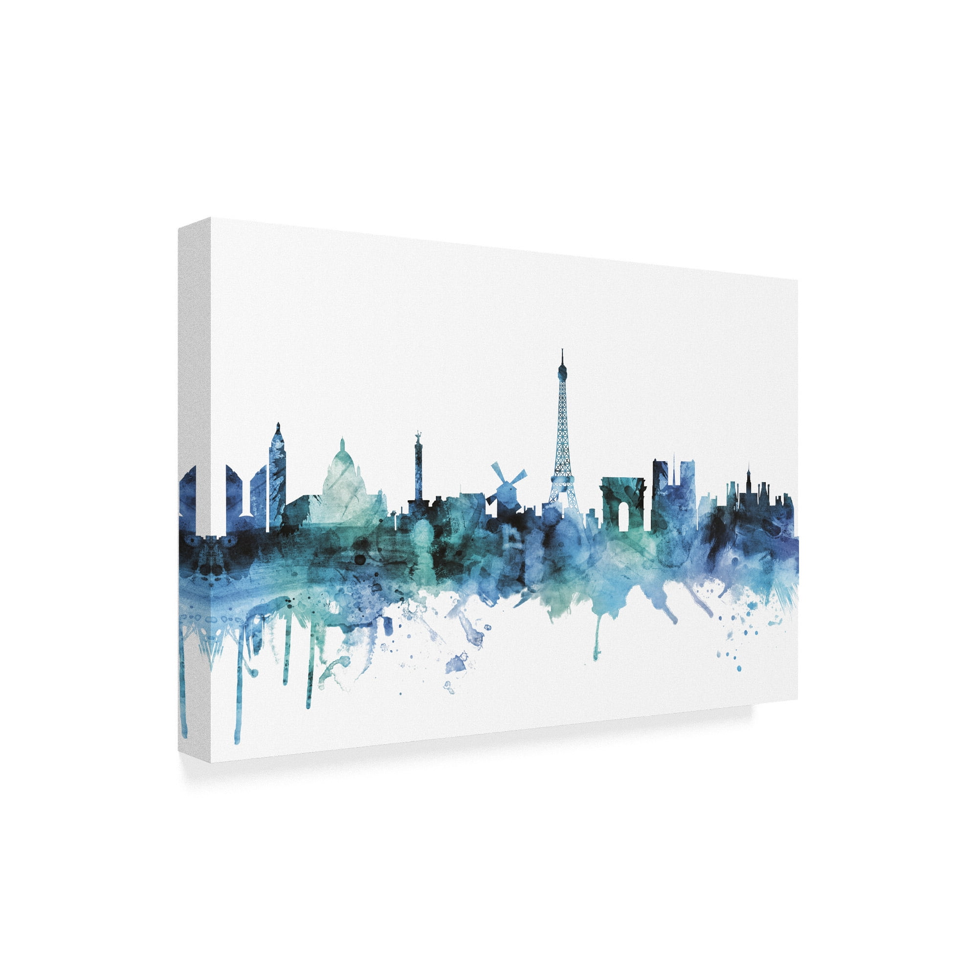 Trademark Fine Art 'Paris France Blue Teal Skyline' Canvas Art by Michael Tompsett