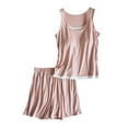 thumbnail image 2 of YHAJDS Winter Casual Pajama Suits For Women,Sleepwear For Women Pajama Set Sleepwear With Built In Bra Home Wear Solid Color Lightweight Tank Top And Shorts Two Piece Set, 2 of 5