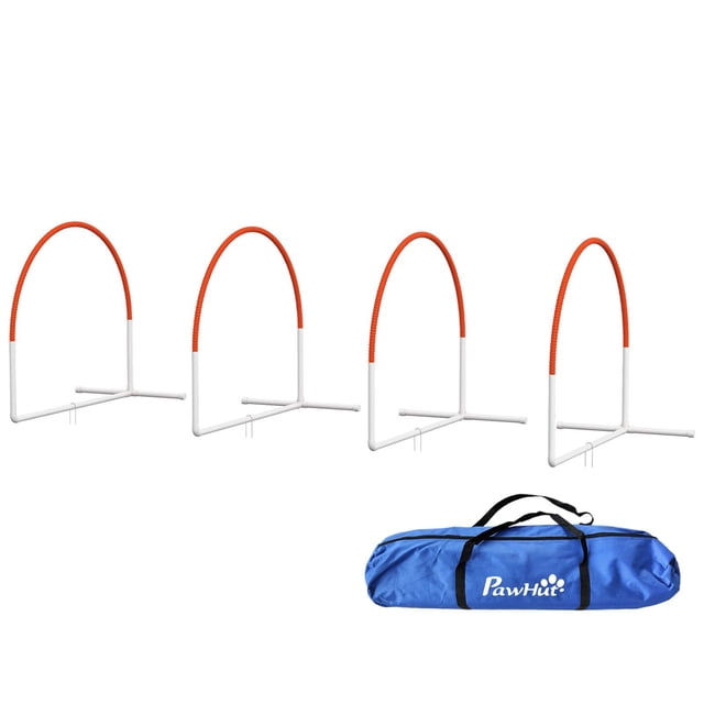 Orange Dog Agility Training Kit - 4-Piece Pet Obstacle Course Set with Carry Bag - Outdoor Exercise & Coordination - 35" x 27" x 39"