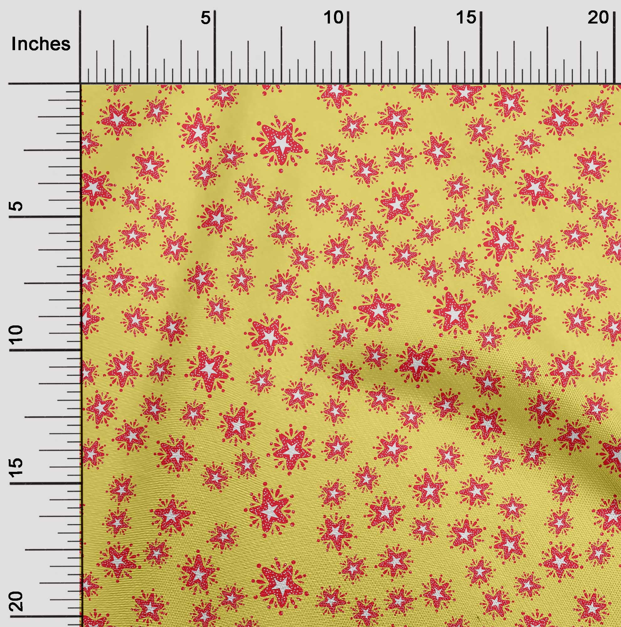 oneOone Silk Tabby Medium Yellow Fabric Star Christmas Dress Material Fabric Print Fabric By The Yard 42 Inch Wide