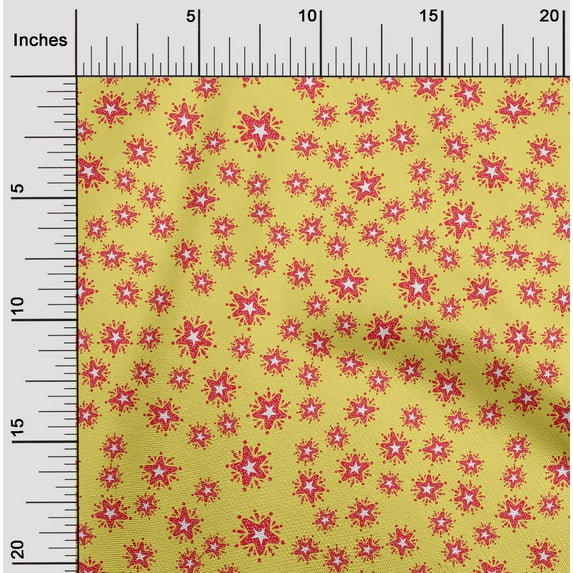 oneOone Silk Tabby Medium Yellow Fabric Star Christmas Dress Material Fabric Print Fabric By The Yard 42 Inch Wide