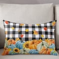 thumbnail image 3 of Harvest Pumpkin Throw Pillow Cover,Thanksgiving Fall Maple Leaves Plaid Rectangle Decorative Pillow Case Protector Soft Cushion Cover Lumbar Pillowcase for Couch Sofa Bedroom Car Decor 20x26 Inch, 3 of 8