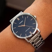 Casio Men’s Silver Bracelet Analog Watch with Blue Dial - MTP-VT01D-2BUDF