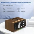 thumbnail image 6 of Wooden Alarm Clock Radio with Large Numbers, Bluetooth Speaker, 10W Wireless Charger, Dimmer, 7 Light Settings & 10 Natural Sounds, Bedside FM Radio for Bedroom Décor, 6 of 8