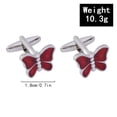 thumbnail image 3 of Gemelos con diseño de mariposa roja para hombre, esmaltados y cristales, 3 of 3