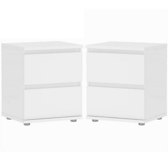 Home Square 2 Piece 2 Drawer Nightstand Set in White