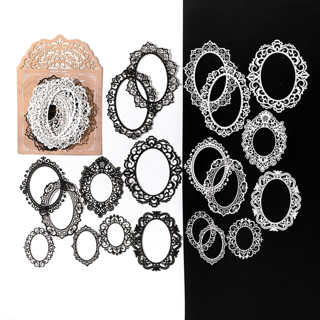 20 Piezas de Encaje para álbumes de Recortes, Recortes de Papel para Manualidades, Papel de álbum de Recortes de Encaje Estético, álbum de Arte, Plani Oval Macarena Elaboración de encaje